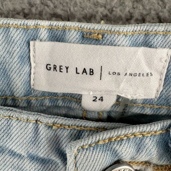 Grey Lab Los Angeles High Rise Straight Leg Jeans Size 24 | Light Wash 100% Cott - Picture 16 of 16